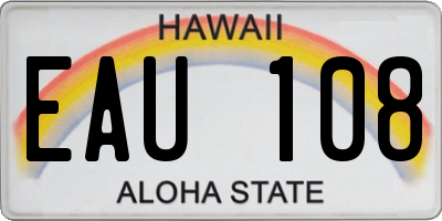 HI license plate EAU108