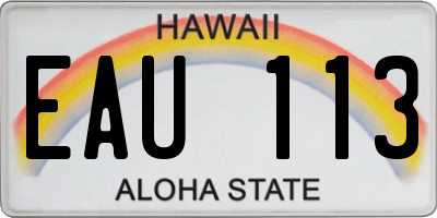 HI license plate EAU113