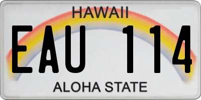 HI license plate EAU114