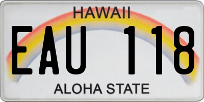 HI license plate EAU118