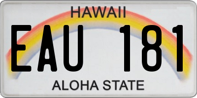 HI license plate EAU181