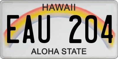 HI license plate EAU204