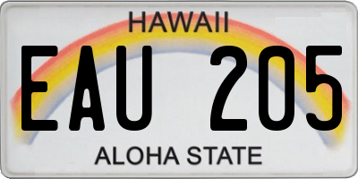 HI license plate EAU205