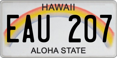 HI license plate EAU207