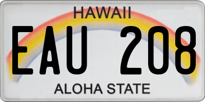 HI license plate EAU208