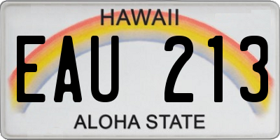 HI license plate EAU213