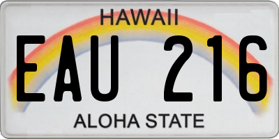 HI license plate EAU216