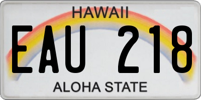 HI license plate EAU218