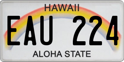 HI license plate EAU224