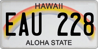 HI license plate EAU228