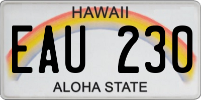 HI license plate EAU230