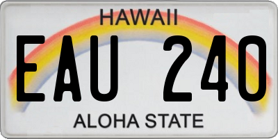HI license plate EAU240
