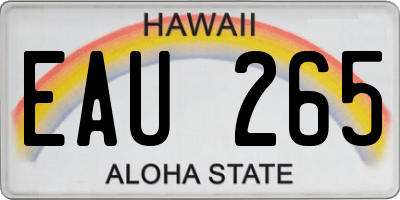 HI license plate EAU265
