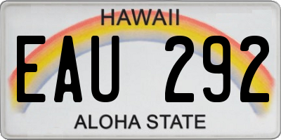 HI license plate EAU292