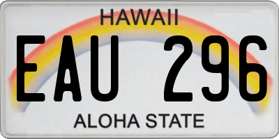 HI license plate EAU296