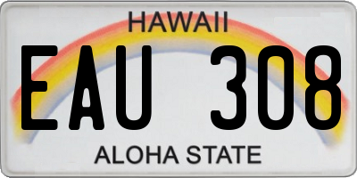 HI license plate EAU308