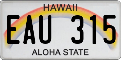 HI license plate EAU315