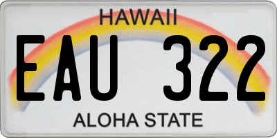 HI license plate EAU322