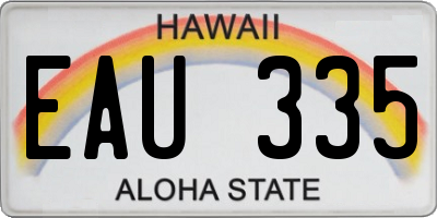 HI license plate EAU335
