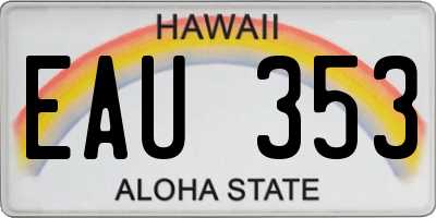 HI license plate EAU353