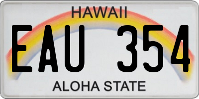 HI license plate EAU354