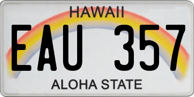 HI license plate EAU357