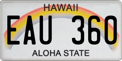 HI license plate EAU360