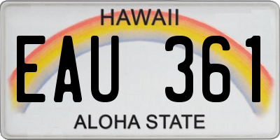 HI license plate EAU361