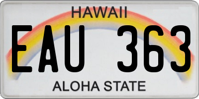 HI license plate EAU363