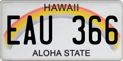 HI license plate EAU366