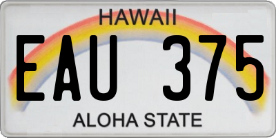 HI license plate EAU375