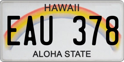 HI license plate EAU378