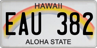 HI license plate EAU382