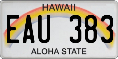 HI license plate EAU383