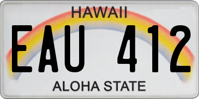 HI license plate EAU412