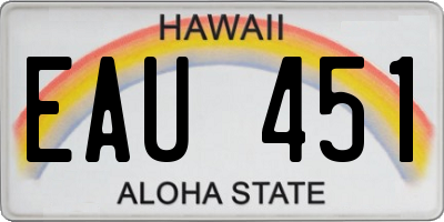 HI license plate EAU451