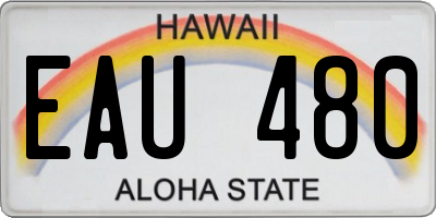 HI license plate EAU480