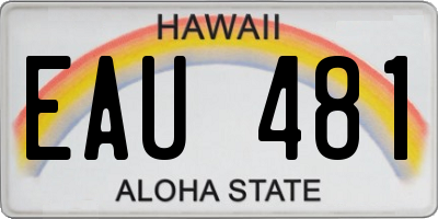 HI license plate EAU481