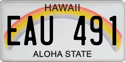 HI license plate EAU491