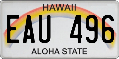 HI license plate EAU496