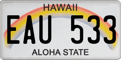 HI license plate EAU533
