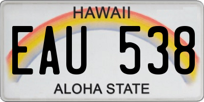HI license plate EAU538
