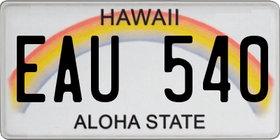 HI license plate EAU540