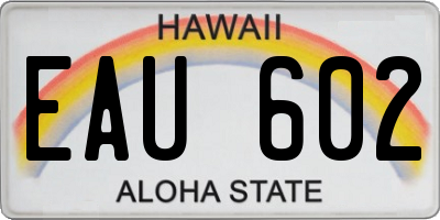 HI license plate EAU602