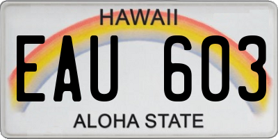 HI license plate EAU603