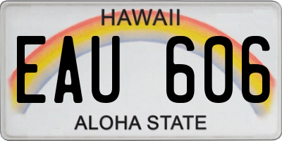 HI license plate EAU606