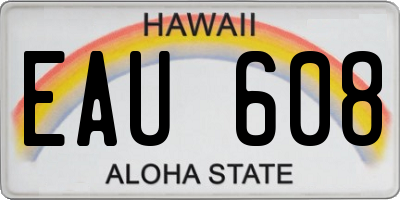 HI license plate EAU608