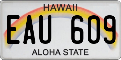 HI license plate EAU609