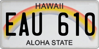 HI license plate EAU610