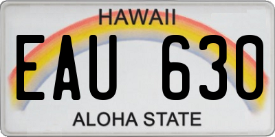 HI license plate EAU630